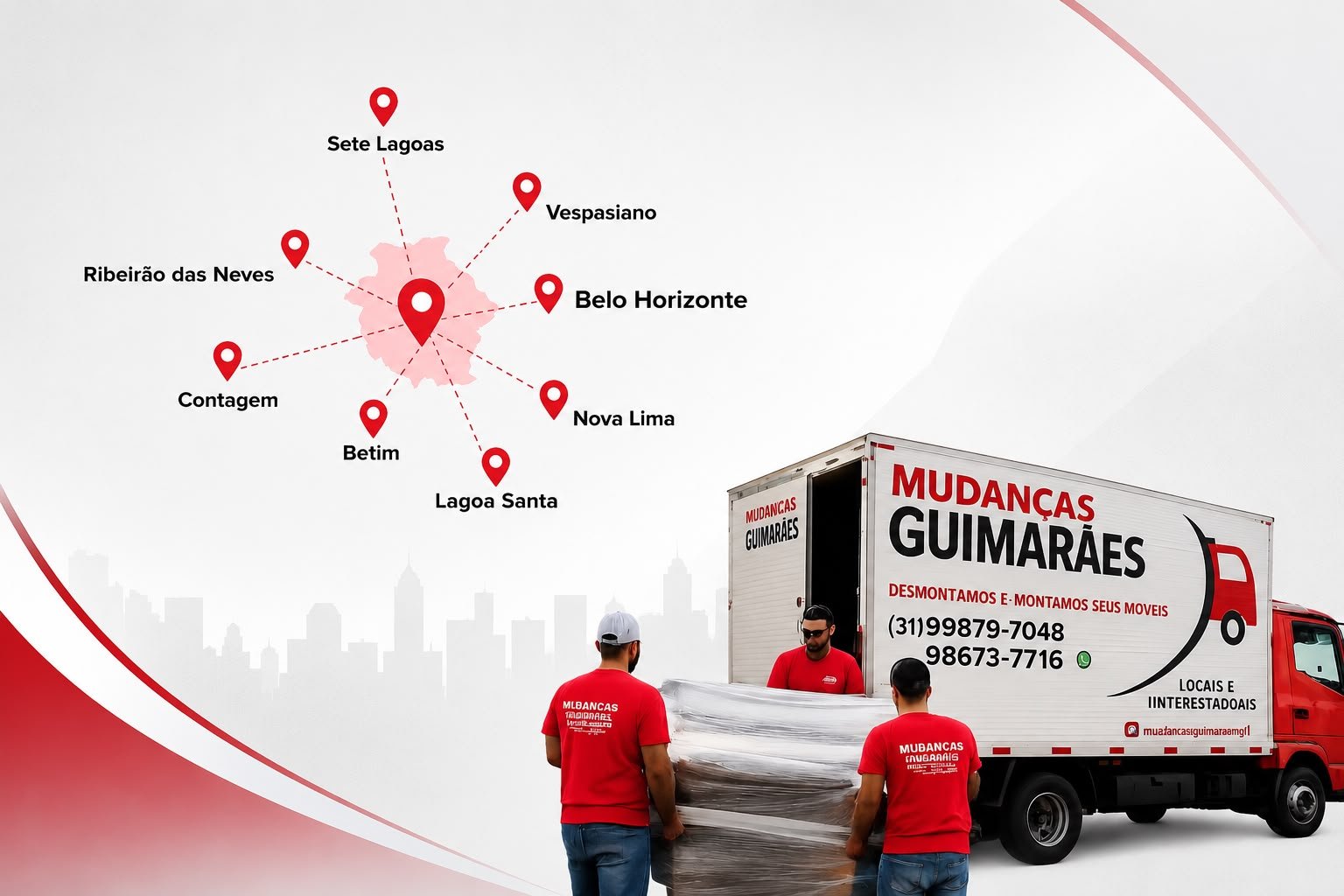 Mapa de Cobertura e Caminhão Mudanças Guimarães